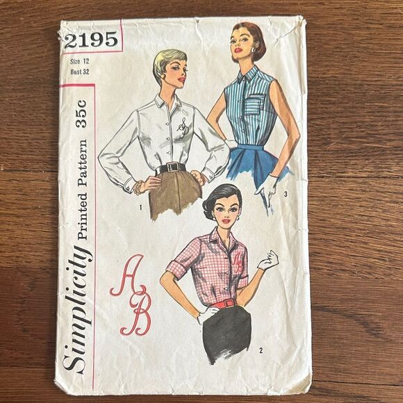 Vintage 1957 Simplicity 2195 Sewing Pattern for Women's Blouses - Picture 1 of 4